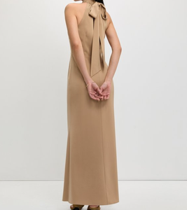 Robe élégante sans manches en tricot à col halter, longue robe de demoiselle d'honneur pour tous les jours, robe de soirée de luxe, couleur unie, douce et naturelle - Product Image 5