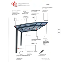 Abri de voiture moderne en aluminium Paiyahao 3,0 mm avec toit transparent en polycarbonate pour vignoble, propriété, cave à vin et parking extérieur