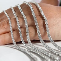 Bracelet tennis 5 carats à taille ronde 3 mm, quatre griffes, en or blanc massif 14 carats, 7,5 pouces, avec diamants de laboratoire personnalisés, vente en gros