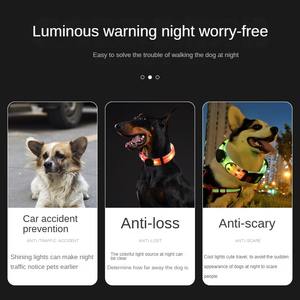 Collier lumineux LED rechargeable par USB pour chien, motif uni, en nylon avec ruban en PVC, laisse de maintien pour animaux de compagnie - Product Image 5