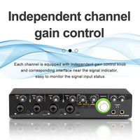 Meistverkaufte MD44 Soundkarte 4 Eingänge und 2 Ausgänge 24Bit 192kHz USB-Soundkarte Audio-Interface für Studio-Liveaufnahmen