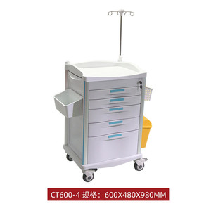Chariot médical CT600 4 600x480x980mm en plastique avec tiroirs et support IVL - Product Image 1