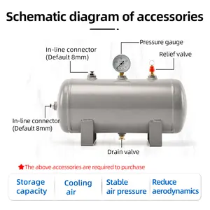 Piezas de compresor de aire de tornillo personalizado NPT/G tanques de aire de aluminio tanque compresor de acero tanque receptor de aire de acero inoxidable para la venta