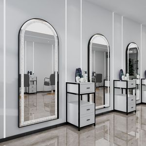 Miroir LED rond incrusté de <span class=keywords><strong>strass</strong></span>, station de beauté de luxe, miroir de coiffure et de maquillage pour salon de beauté - Product Image 3