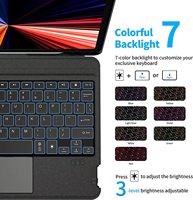 Étui clavier pour iPad Pro 12.9 avec clavier sans fil Bluetooth en cuir TPU rechargeable, fente pour stylet et souris