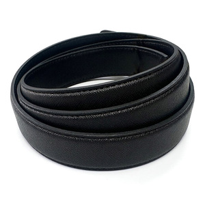 Sangle de ceinture de remplacement en cuir de vache véritable noir d'origine coréenne, 30 mm x 130 cm, design sans trous pour boucle automatique à cliquet - Product Image 2