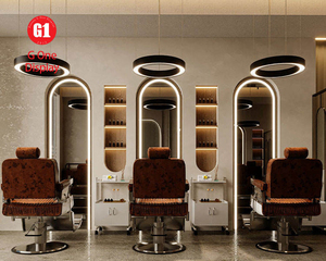 Aménagement de salon de coiffure de luxe avec miroir LED |   Design d'intérieur de salon de coiffure de haute qualité et mobilier de salon de beauté sur mesure - Product Image 6