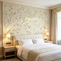 Papier peint personnalisé, fond mural fleurs et oiseaux, papier peint élégant et luxueux pour chambre à coucher, salon, hall d'entrée et salle à manger