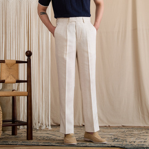 <span class=keywords><strong>Pantaloni</strong></span> da Uomo Business Casual a Gamba Dritta, Vita Media-Alta, Traspiranti in Lyocell, Vestibilità <span class=keywords><strong>Slim</strong></span> - Product Image 3
