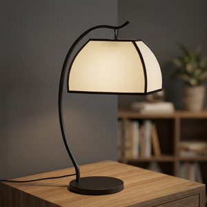 Modern Metal Table Lamp White Fabric <b>Drum</b> <b>Shade</b> E26 LED Adjustable Base 3500K Warm White Black White Stripe Pattern for Living - Product Image 2