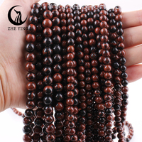 Zhe Ying 6/8/10mm perles d'obsidienne en acajou Bracelet jaune perles de pierre naturelle pour la fabrication de bijoux perles d'obsidienne en acajou naturel