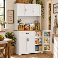Buffet de cuisine avec huche, comptoir en chêne blanc, 3 portes, 1 tiroir, mélaminé, rangement cuisine et salle à manger, vente en gros OEM