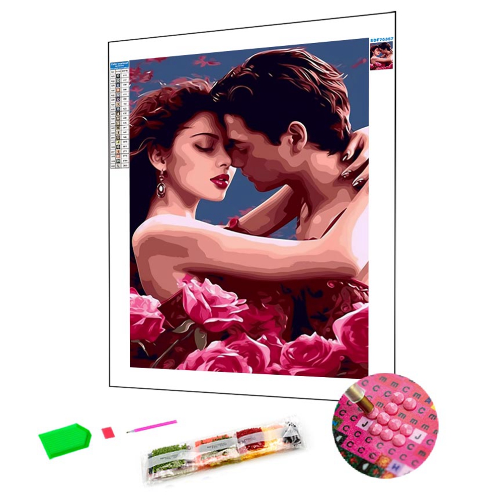 Kits de peintures au diamant 30*40 personnalisés DIY pour adultes Full Drill Round Diamond Embracing Lovers Painting 5D Diamond Art Paintings