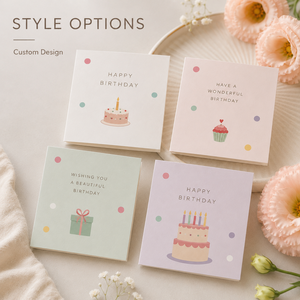 Biglietti d'Auguri Pieghevoli in Colori Pastello, Sfondo a Pois Colorato con Grafiche di Dolci Dessert per Cancelleria Personalizzata di Compleanno - Product Image 5