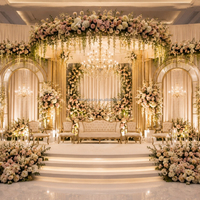 Bruidsbloemen Groothandel Koffie Zijden Bloemenwand Luxe 3D Zijden Bloemenwand voor Feestdecoratie