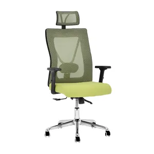 Foshan çelik çerçeve uzun çalışma saatleri için file arkalıklı ofis koltuğu ergonomik örgü döner büyük ve uzun boylu sevimli ofis koltuğu yeşil