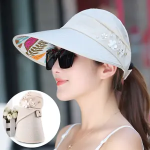 High Quality Women Summer Fashion Multi Colors Foldable Sun Hat Big Head Wide Brim Casual Sun Protection Hat G007