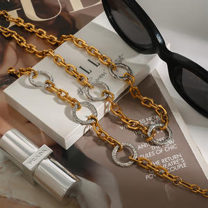 ERESI新防水2色トーンステンレススチールメタル手作りチョーカーチェーンネックレス女性用ステートメントファッションジュエリー - Product Image 2