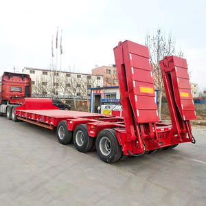 Semi-remorque à plateau bas à 4 essieux, plateforme basse rétractable avec échelle hydraulique, remorques de camion à vendre - Product Image 6
