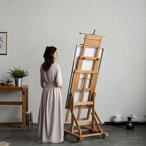 Caballete de pintura al óleo horizontal de pie, de madera de haya, móvil, con elevación hacia atrás, plegable, profesional, para profesores y pintores - Product Image 6