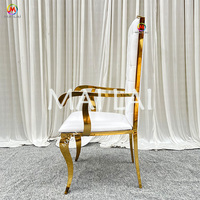 Mobilier Événementiel Fauteuil Trône en Acier Inoxydable Doré avec Accoudoirs pour Mariage