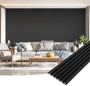 Panneaux muraux décoratifs carrés or noir persienne de <span class=keywords><strong>plafond</strong></span> Wpc Panneaux cannelés bois <span class=keywords><strong>pvc</strong></span> Wpc Panneaux muraux intérieurs - Product Image 5