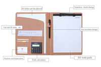 Carpeta Portafolio de Cuero PU A4, Carpeta Personalizada para Documentos de Conferencia con Portaplumas, Calculadora y Porta Tarjetas