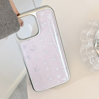 Coque de téléphone Papillon Violet Féerique compatible avec iPhone 17 16 Pro Max 15 14 13 12 11, avec bord argenté et résine époxy