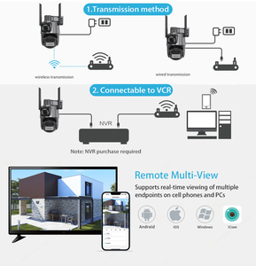 Icsee 8CH 6MP an ninh không dây hệ thống camera 8CH wifi ngoài trời PTZ Camera NVR Kit 6MP Wifi NVR ống kính kép hệ thống camera - Product Image 5