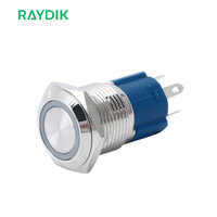 Interrupteur à bouton poussoir en métal étanche à LED éclairé 12V AC 8 mm 10 mm 12 mm 16 mm 19 mm 22 mm