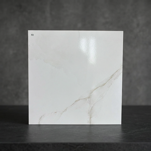 Carreaux de sol en céramique émaillée effet dalle de marbre blanc 400x400mm, porcelaine, pour salon, intérieur - Product Image 3