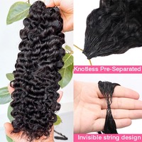 Extensions de cheveux humains bouclés style birman, ondulés effet eau, sans nœuds, pré-séparés, invisibles, pré-bouclés, effet plume, pour crochet