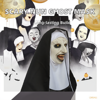 Masque intégral en latex Valak, style nonne, pour Halloween, motif fantôme féminin effrayant, accessoire de fête, respirant, tendance, 18+