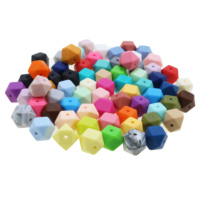 Perles hexagonales irrégulières en silicone de qualité alimentaire sans BPA pour bébés, 13 mm, 36 couleurs, SYBBeads, certifiées CE/EN71