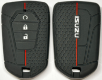Housse de clé de voiture en silicone à texture nid d'abeille à 2 boutons, antidérapante, antichoc, avec bande rouge, compatible avec Toyota