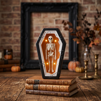 Plaque murale LED hibou d'Halloween, figurine en résine style sculpture sur bois, décoration intérieure, fabriqué en Chine, vente en gros, usine OEM, personnalisable