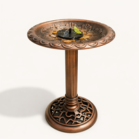 Fontaine de jardin Art Déco solaire pour oiseaux, sur piédestal en bronze antique, résistante aux intempéries, écologique, en résine résistante à la rouille