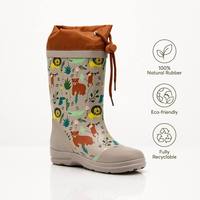 Bottes de pluie pour enfants en caoutchouc naturel léger et souple, imprimé animaux de la jungle, col à cordon, imperméables, type Wellington