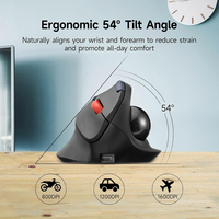 Ratón Óptico Ergonómico con Trackball, para Diestros, Recargable, Inalámbrico BT 2.4G, DPI Ajustable, para Ordenador/PC