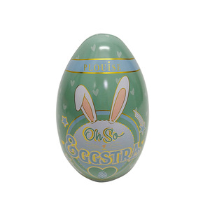 Easter Decoration Candy Tin Box Small Egg Shape Easter Holiday Bunny Metal Canister