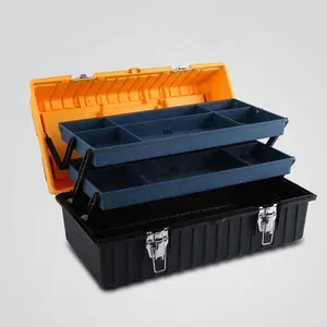 17 인치 플라스틱 도구 상자 핸들 트레이 구획 저장 상자 망치 펜치 스크루 드라이버 도구 홀더 컨테이너 케이스