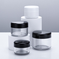 Pot en plastique transparent pour animaux de compagnie 500 ml 30 ml 50 g 60 80 ml 100 g 120 ml 200 ml 250 g 300 ml Contenant cosmétique pour crème avec couvercle noir