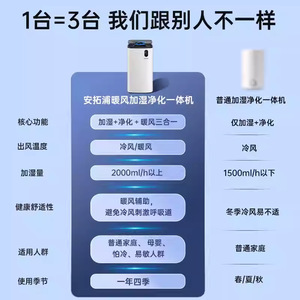 Antup Air Purifier <b>Humidifier</b> AP-MH1-W Warm Air Function 41-60 Automatic Humidity Control Ultraviolet HEPA Technology - Product Image 3