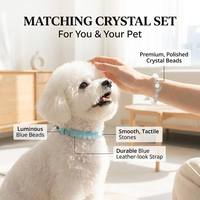 Collier pour animaux de compagnie luxueux en perles de cristal avec bracelet assorti pour le propriétaire, collier pour chien et chat en pierre naturelle, bijoux faits à la main pour animaux de compagnie