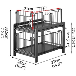 Organisateur de rangement coulissant à 2 niveaux pour tiroirs, étagère coulissante pour comptoir de cuisine, panier de rangement <span class=keywords><strong>sous</strong></span> évier - Product Image 4