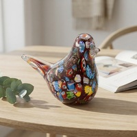 Décoration d'art moderne artisanale, figurine d'oiseau en verre de Murano émaillé, paon coloré, décoration de bureau à domicile, cadeau