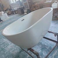 Baignoire autoportante en acrylique pur, moderne, écologique, personnalisable, couleur blanc brillant, avec massage à air, design ovale, avec drain