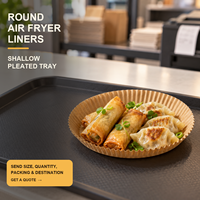 Papiers de cuisson ronds pour friteuse à air, 60 pièces en boîtes transparentes, plateaux en papier brun jetables pour la vente en gros et l'emballage personnalisé