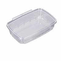 Boîte jetable en PET avec bande de déchirement 23*15*5.5cm, conception antivol pour l'emballage de salades, fruits, pâtisseries, snacks, plats cuisinés, desserts