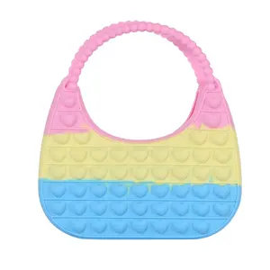 Bolsas de silicone com zíper personalizáveis de fábrica para meninas, bolsas de silicone com botão de dedo, bolsas de armazenamento com design elegante para meninas